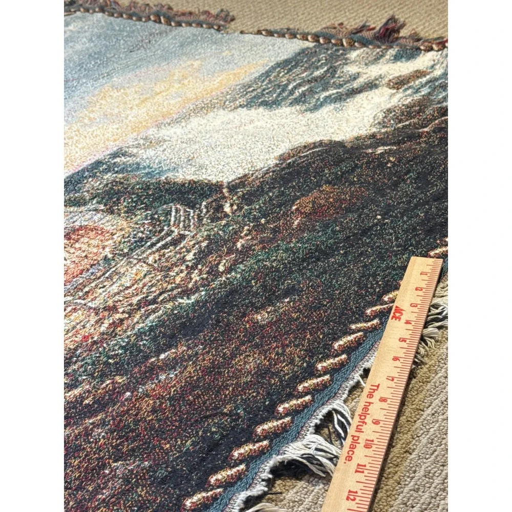 Thomas Kinkade Lighthouse Woven Throw Blanket‎ Tapestry 40x59 Coastal Cottage